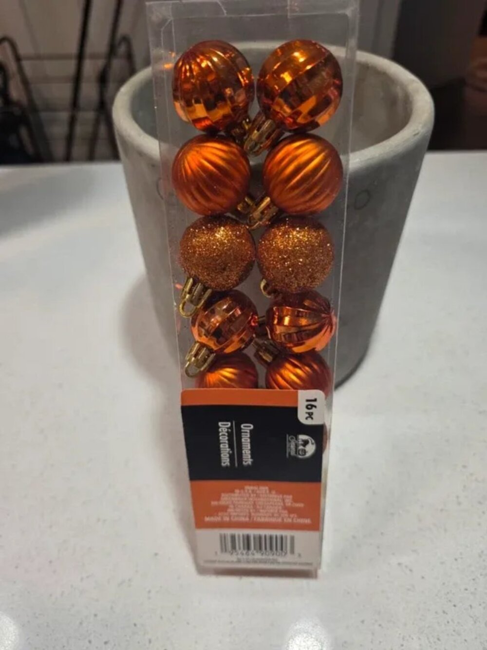Plastic shatterproof mini Christmas ornament balls, bronze/copper/orange, 1.18-1